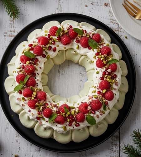 Pistachio Rose Christmas Pavlova Wreath - variations