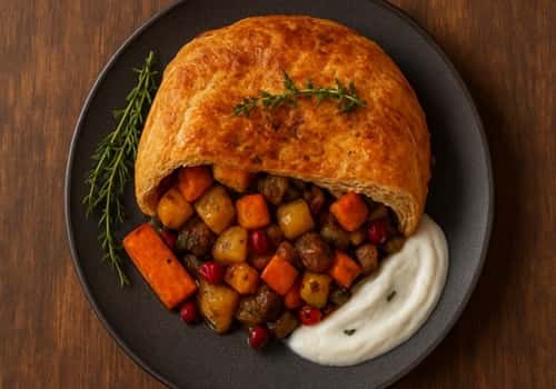 Roasted Vegetable Pot Pie - served