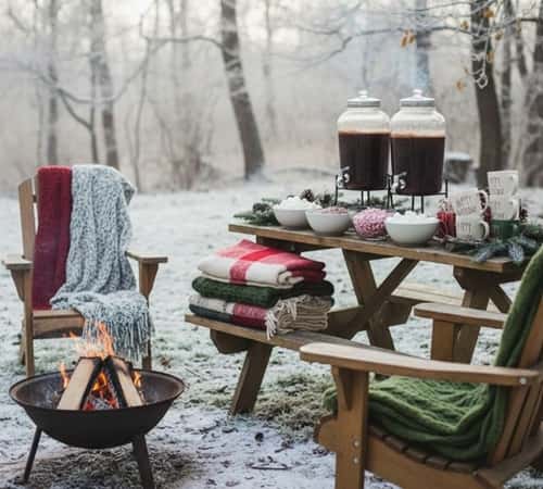 1. Hot Cocoa Bar + Firepit Seating