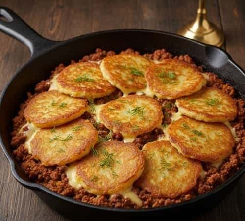 1. Latke-Topped Beef Skillet (The Fusion Winner)