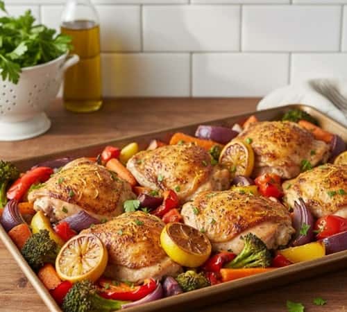 1. One-Pan Lemon Garlic Chicken and Veggies