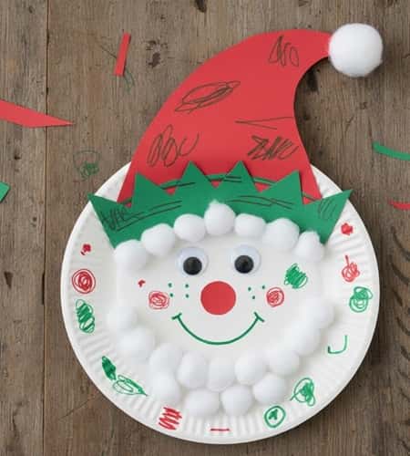 1. Paper Plate Elf Face Craft