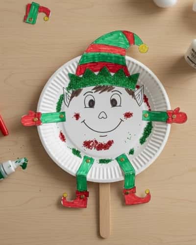 10. Elf Paper Plate Puppet