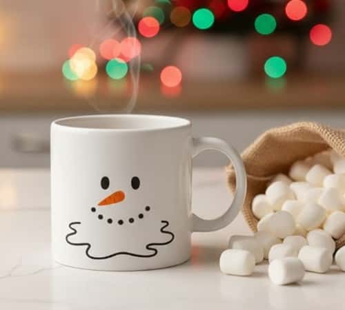 10. Melted Snowman Marshmallow Mug