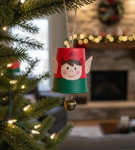 10. Paper Cup Elf Bell Ornament