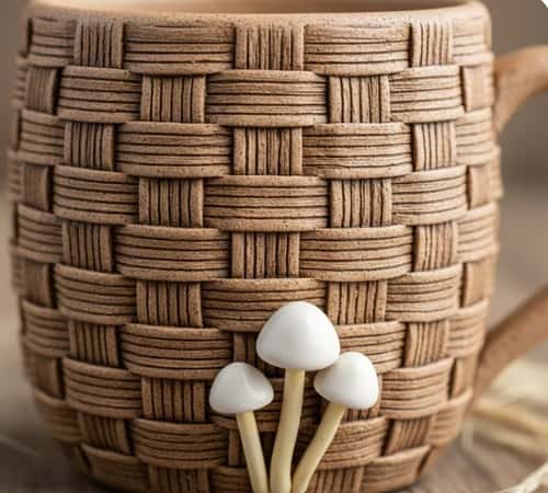 10. The Woven Basket Mushroom Mug