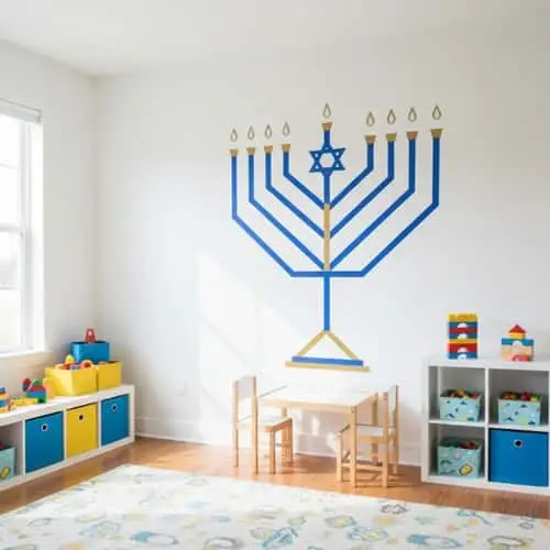 11. Painter's Tape Wall Menorah