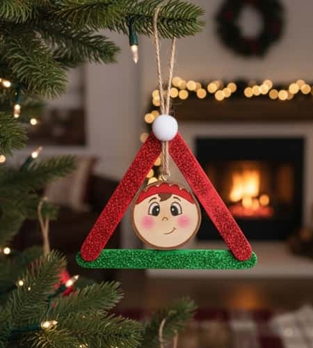 11. Popsicle Stick Elf Ornament