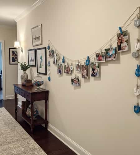 12. Clothespin Photo Garland of Previous Hanukkahs