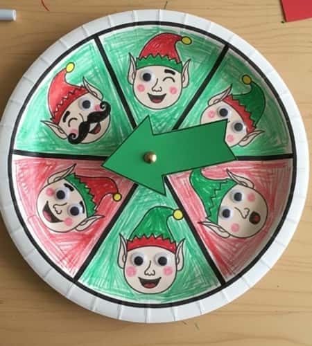 12. Elf Paper Plate Spinner Game