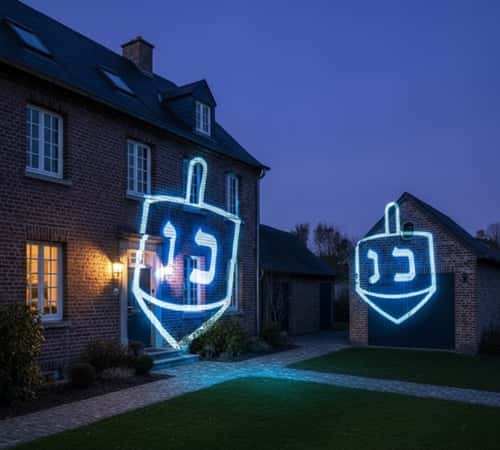 12. Projection Dreidel Shadow Box Theater on Window