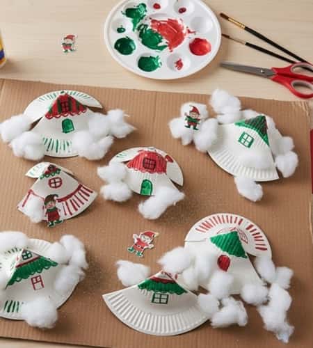 13. Paper Plate Elf Village Scene