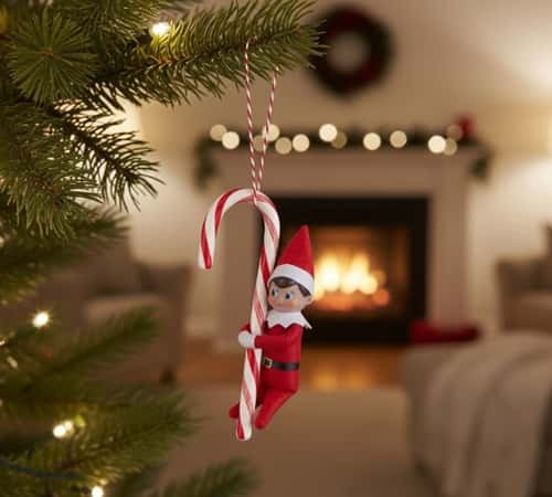 2. Candy Cane Elf Ornament