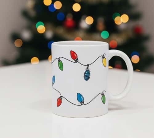 2. Christmas Lights Doodle Mug