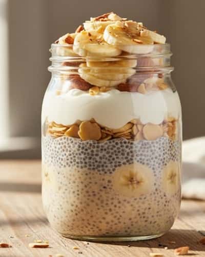 3. Banana Chia Parfait with Almond Crunch