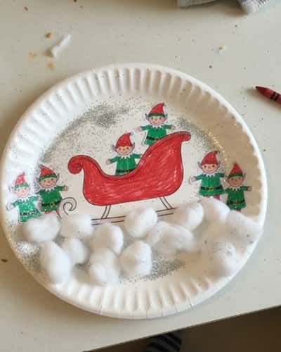 3. Elf Sleigh Paper Plate Scene