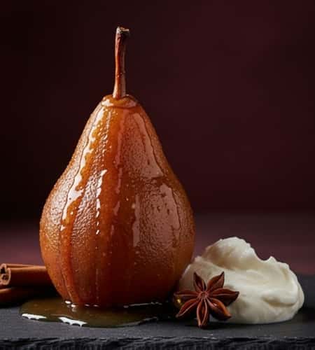 3. Prosecco Poached Pears with Cinnamon Mascarpone