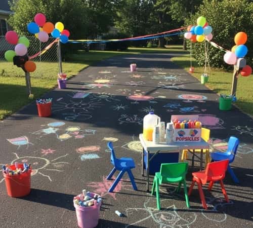 4. Chalk-Art Driveway Birthday