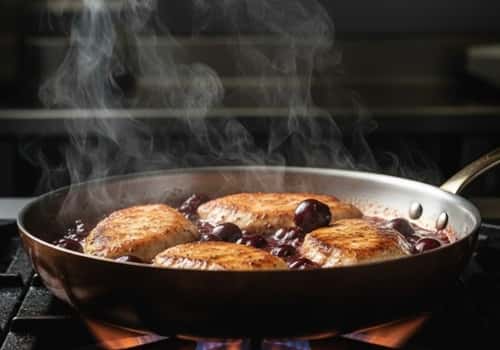 4. Cognac Flambeed Chicken with Cherry Reduction