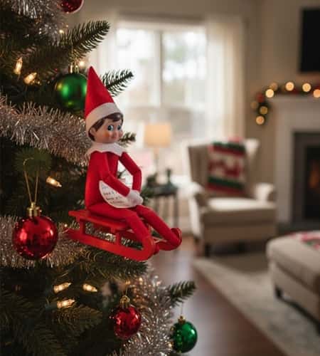4. Elf on a Recycled Ornament Ride