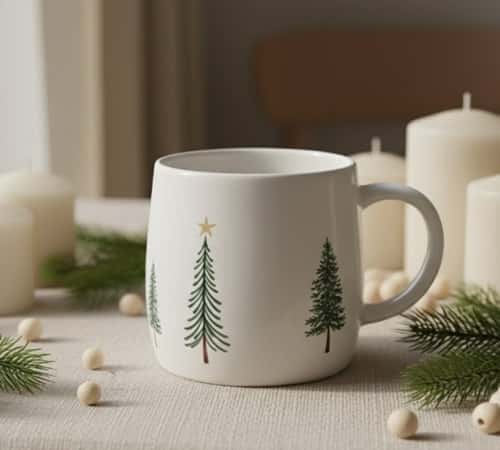 4. Minimalist Evergreen Tree Mug
