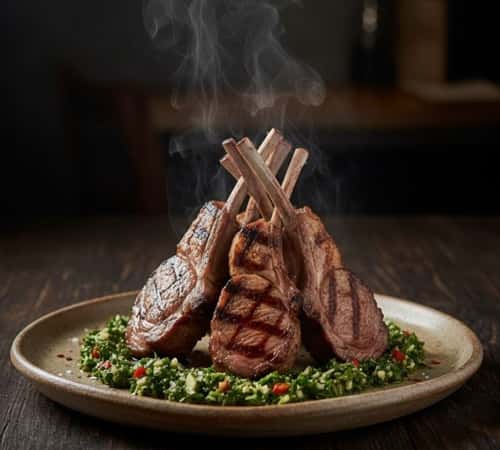 4. Spice-Rubbed Lamb Chops with Mint-Cilantro Chimichurri