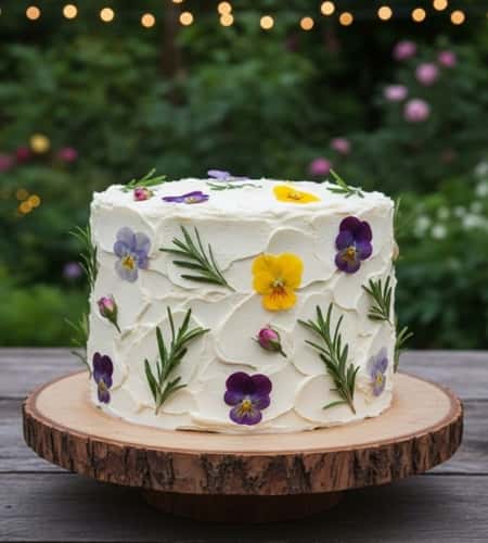 4. The 'Pressed Flowers & Herbs' Garden Cake