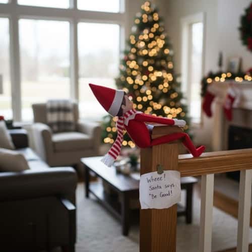 5. Elf Sliding Down a Stair Rail