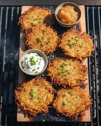 5. Grilled Potato Latkes on Cedar Planks