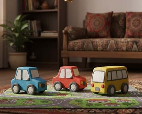 5. Mini Cornstarch Clay Car & Bus Toys