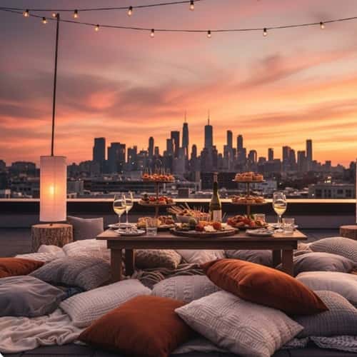5. Sunset Rooftop Picnic Celebration