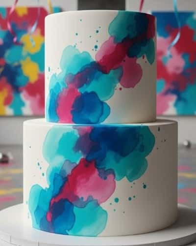 5. 'Watercolor Splash' Painted Cake