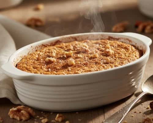 6. Warm Banana Pudding Oat Bake with Cinnamon Crunch