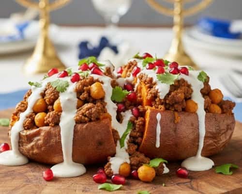 7. Beef-Stuffed Sweet Potatoes With Tahini Drizzle