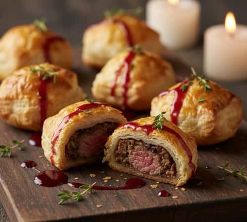 7. Beef Wellington Bites with Port Wine Reduction