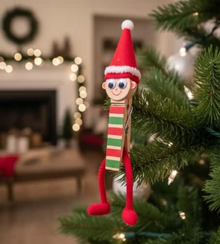7. Clothespin Elf Ornament