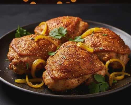 7. Crispy Chicken Thighs with Ras el Hanout and Preserved Lemon