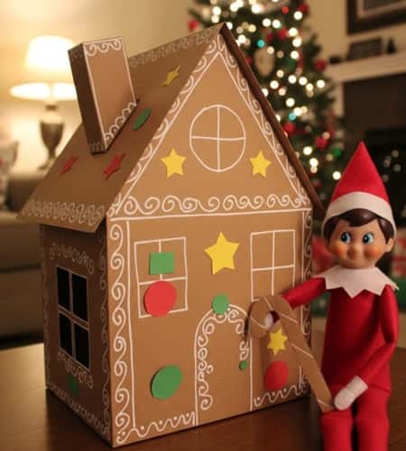 7. Elf Paper Gingerbread House