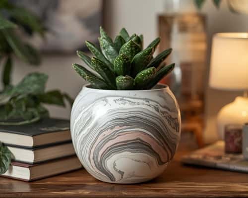 7. Marbled Clay Pot (Zero Painting Needed)