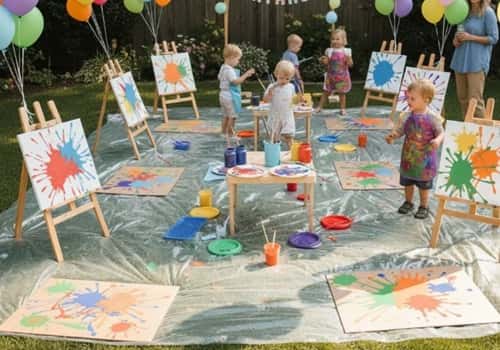 7. Paint-Splash Backyard Party