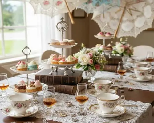 7. Vintage Tea Party with a Bourbon Twist