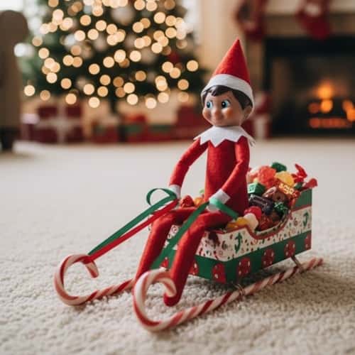 8. Elf in a Candy Sleigh