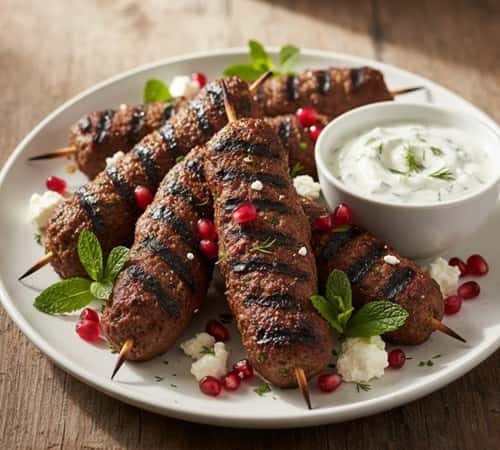 8. Greek Beef Kofta with Tzatziki and Pomegranate