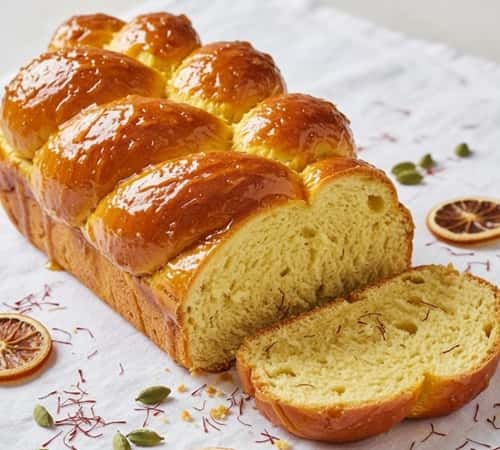8. Saffron Cardamom Challah with Orange Glaze