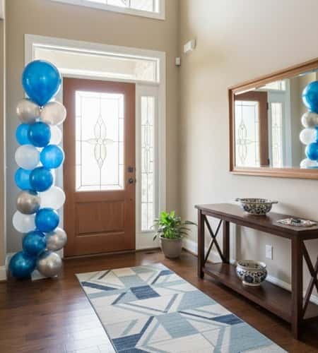 9. Blue and White Balloon Column by the Entry