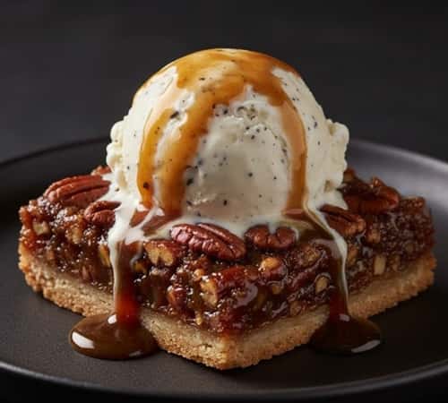 9. Bourbon Pecan Pie Bars with Vanilla Bean Ice Cream