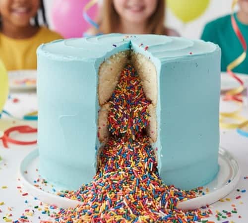 9. The 'Rainbow Sprinkles Interior' Reveal Cake