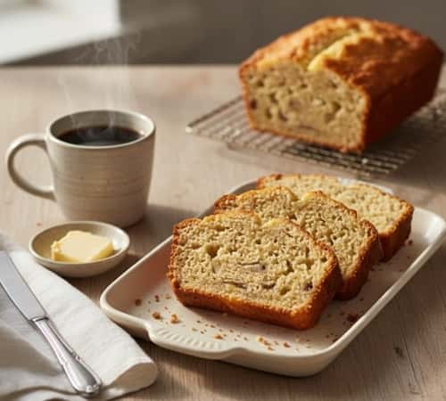 High Protein Cottage Cheese Banana Bread - served
