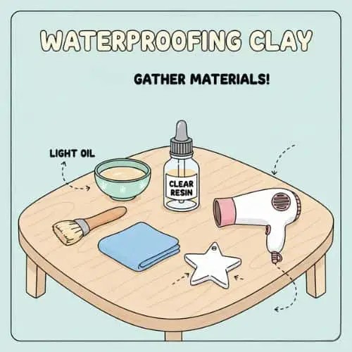 Ingredients needed to make your cornstarch clay water proof