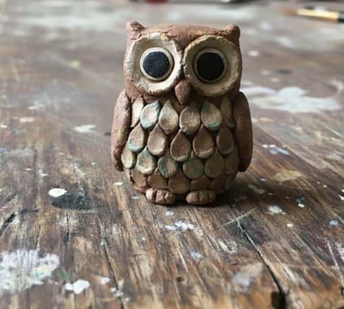 10. Clay Owl with Layered Feathers